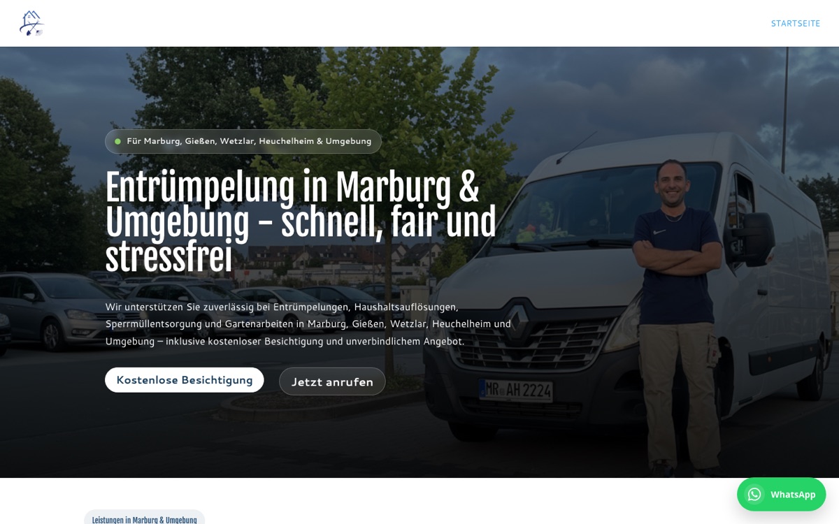 Hausservice Marburg — Website mit Vorher-Nachher-Galerien